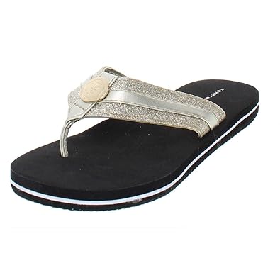 tommy hilfiger flip flops gold