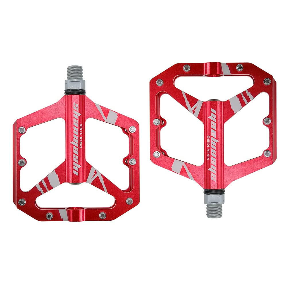 FrontStep Aluminium Non-Slip Pedal with High Facts with Pedal Light Bicycle for MTB/Mountain Bike Pedal/BMX Pedal with CR-Mo Steel Spiral Board (Red)