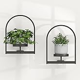 SSNEWOG Window Plant Shelves Indoor, 2 Pack Metal Wall Mounted Plant Holder, Minimalist Style Hanging Plant Shelves, Space Sa