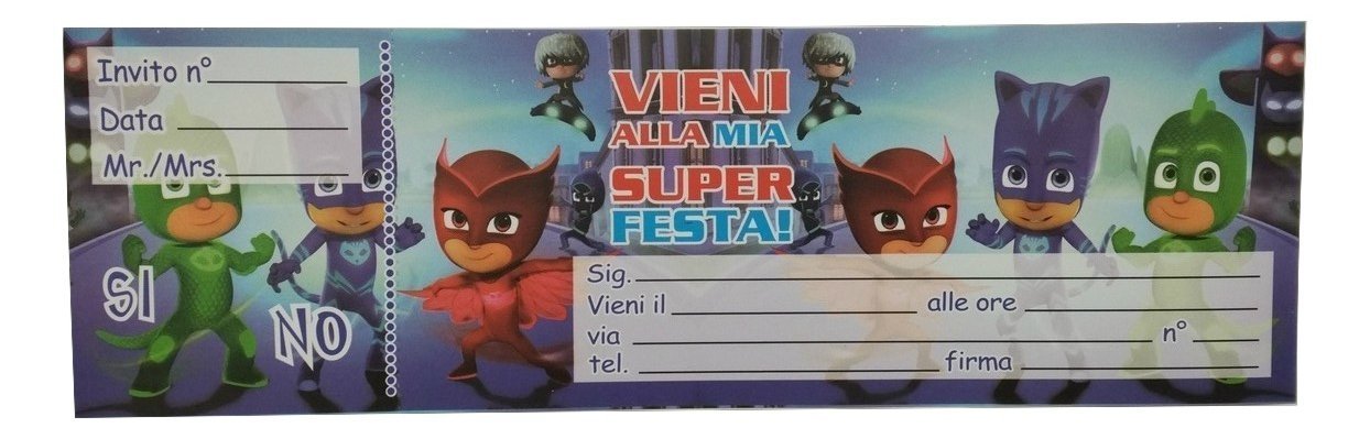 Pj Masks Blocchetto Inviti Feste Compleanno Party Bambini