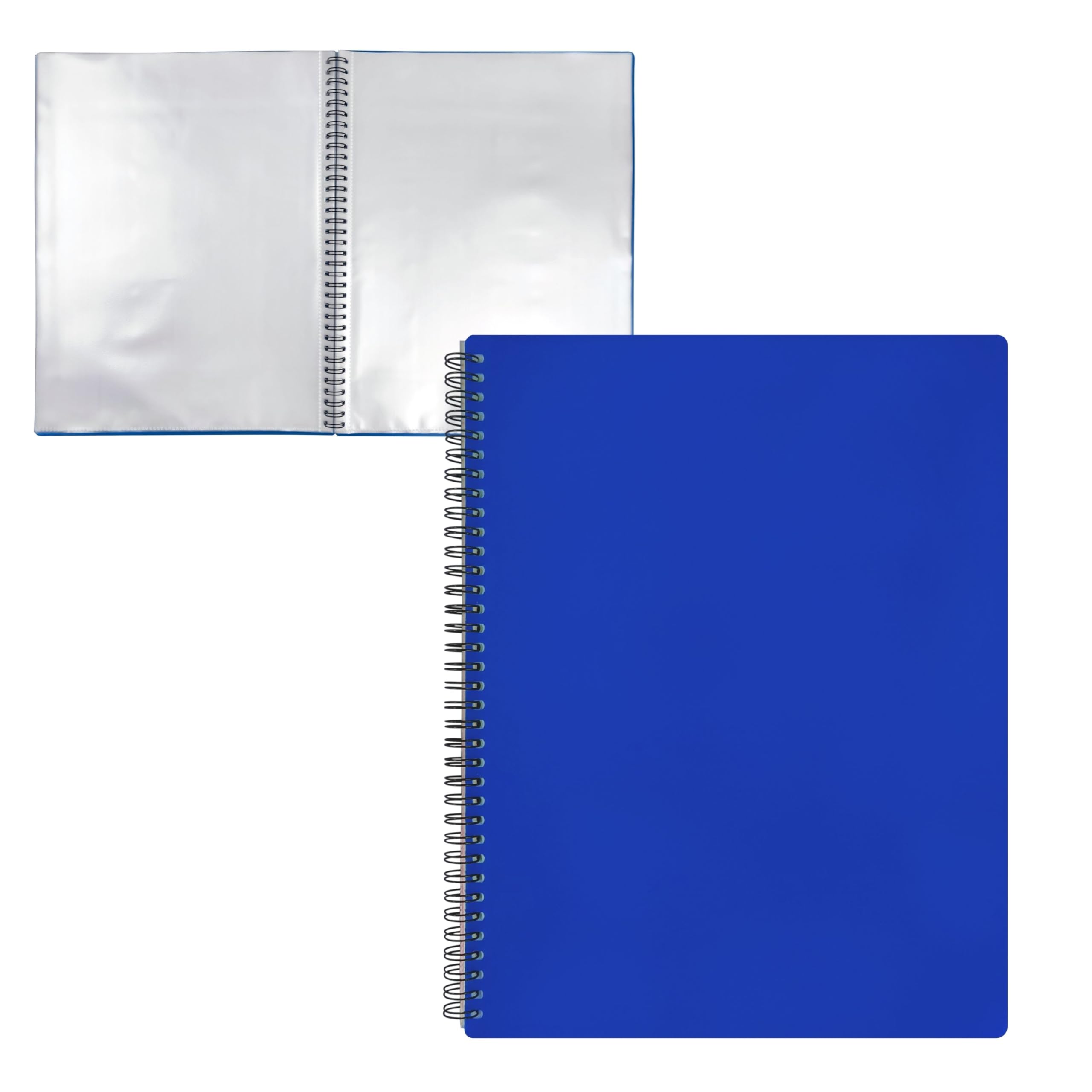 RAYLU PAPER - File Folder with Transparent A4 Plastic Sleeves and Durable Opaque Polypropylene Cover, Document Folder with Sleeves for School and Office Use (30 Pockets, Blue)