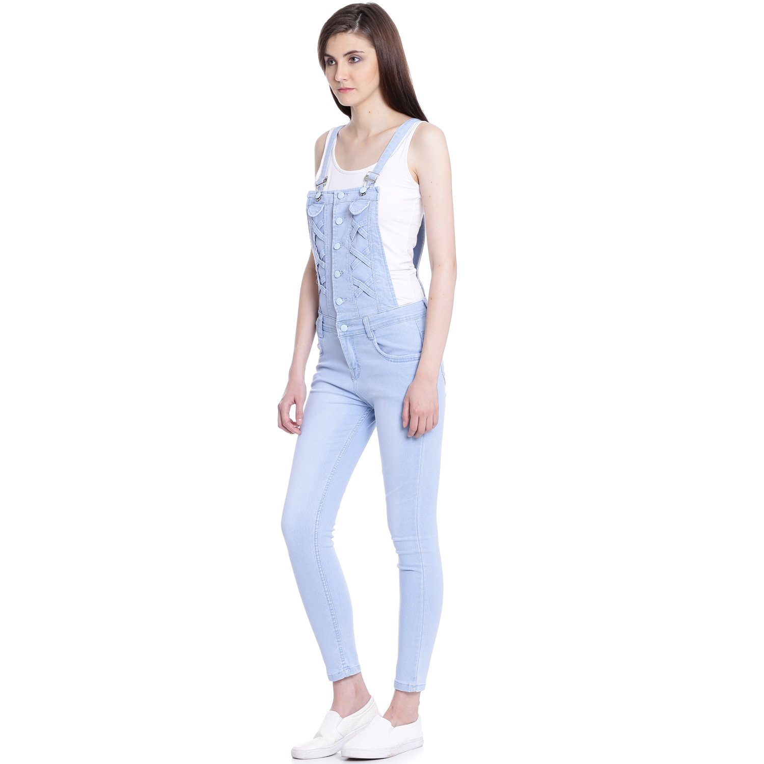 broadstar women denim ice blue dungaree