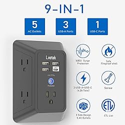 Surge Protector Outlet with 5-Multi Plug Outlet and
