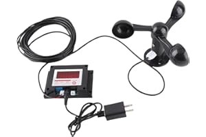 Wisoqu Smart Wind Speed Meter Three Fan Blades Tower Crane Anemometer Precision Machined Alarm Setting for Safety Inspectors