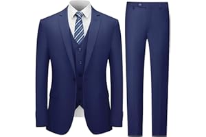 Cooper & Nelson Men's Suit Slim Fit, 3 Piece Suits for Men, One Button Solid Jacket Vest Pants with Tie, Tuxedo Set
