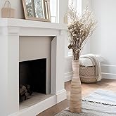 ALMA 16" Tall Floor Vase for Pampas Grass,White Brown Ceramic Centerpiece for Dresser, Skinny Pampas Grass Vessel for Floor, Entryway Table, Fireplace Decor