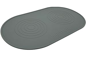 KindTail Dog & Cat Food Mat - Waterproof, Food-Grade Silicone Pet Placemat for Feeding & Water Bowls - Raised Edges Protect Floors - Non-Slip Grip - Dishwasher Safe - 19 x 11 Inches, Grey