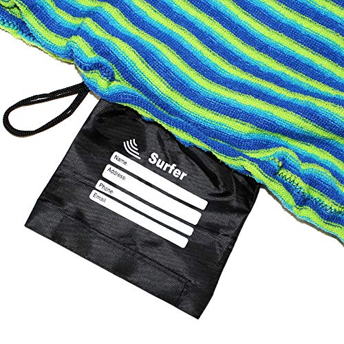 Tidal Wake TAG-IT Green & Blue Striped Surf & Wake Board Sock Bag with Built-in Name Tag, Snub Nose Style, 58", Tag Your Bag - Personalize with Your Name! - Thumbnail 2