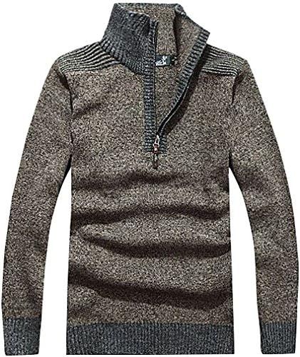 Tophaz Men's Stylish Slim Knitted High Zipped Collar Sweater Warm Pullover SW03, Coffee Small
