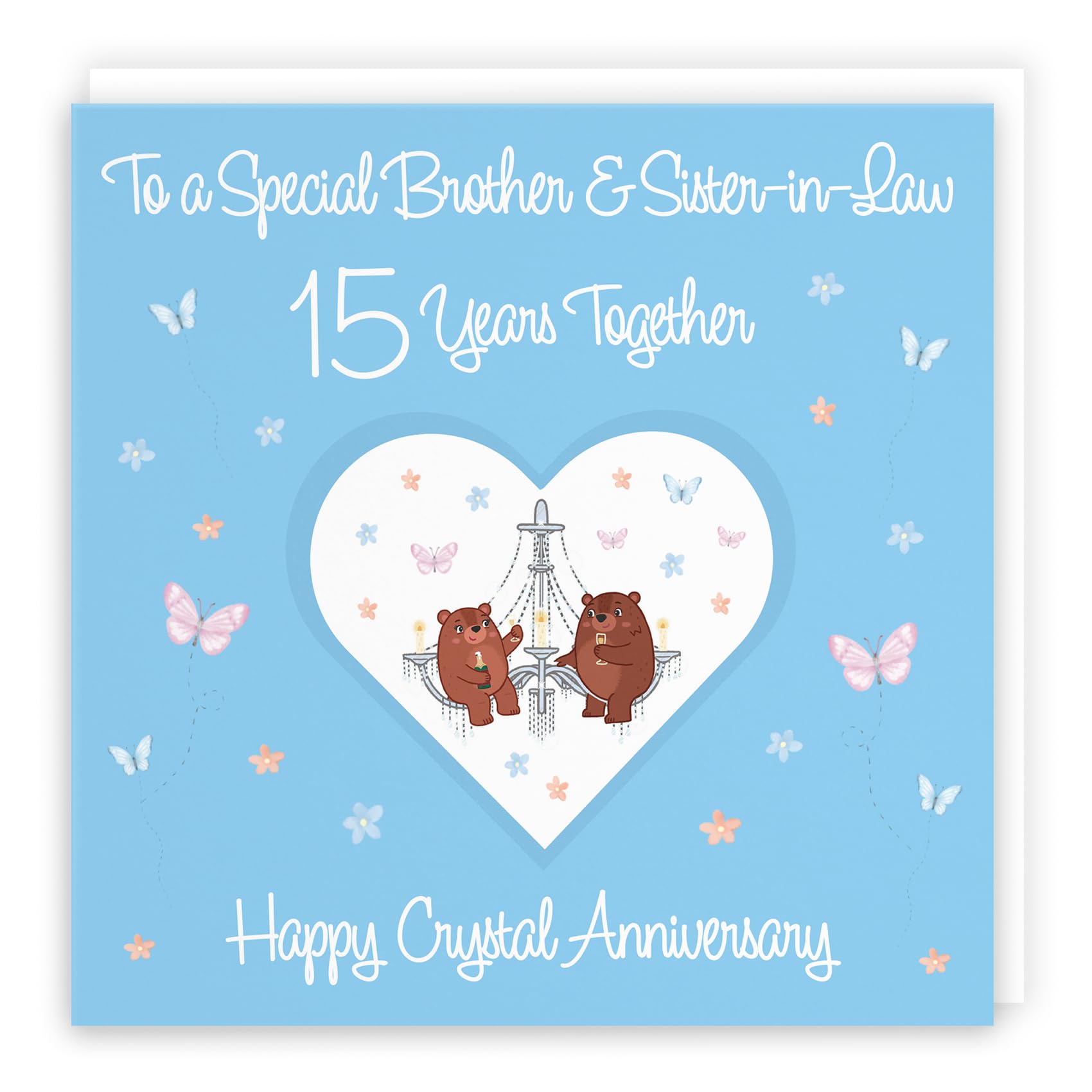 Hunts England - Brother & Sister-in-Law 15th Anniversary Card - 15 Years - Crystal Anniversary - Romantic Meadows - Fun Card - Fifteenth Anniversary Card For Brother And Sister-in-Law — image 1