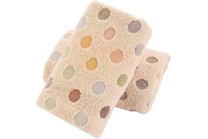 Pidada Hand Towels Set of 2 Colorful Polka Dot Pattern 100% Cotton Soft Absorbent Decorative Towel for Bathroom (Brown)