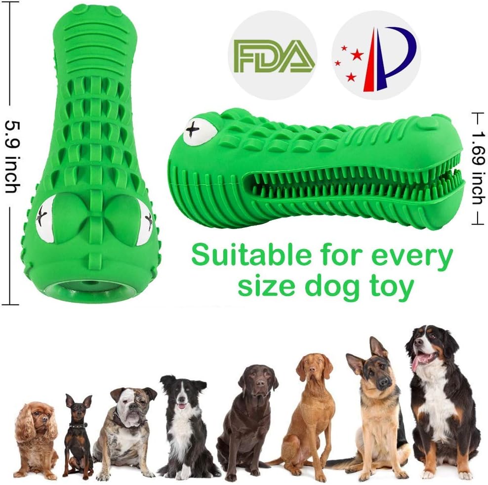 Kitchen & Dining : Dog Chew Toys for Aggressive Chewers Large Breed, RexSoul Dog Toothbrush & Squeaker Chew Toys, Reduces Plaque & Tartar Teeth Cleaning Play Toys Tough Tear-Resistant Durable Dog Toys (Green) : 