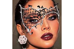 Yalice Rhinestone Masquerade Lace Masks for Women Sparkle Half Eye Mask for Costume Party