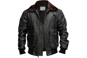 DESIRED JACKETS Mens G-1 Fur Collar US Navy Flight Distressed Brown Aviator Genuine Leather Jacket