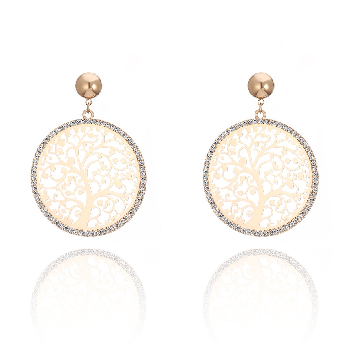 Stud Earrings Celtic Tree of Life for Women Drop Earring for Girls Gold Plated Earring Stainless Steel with Crystal (Gold Plated)