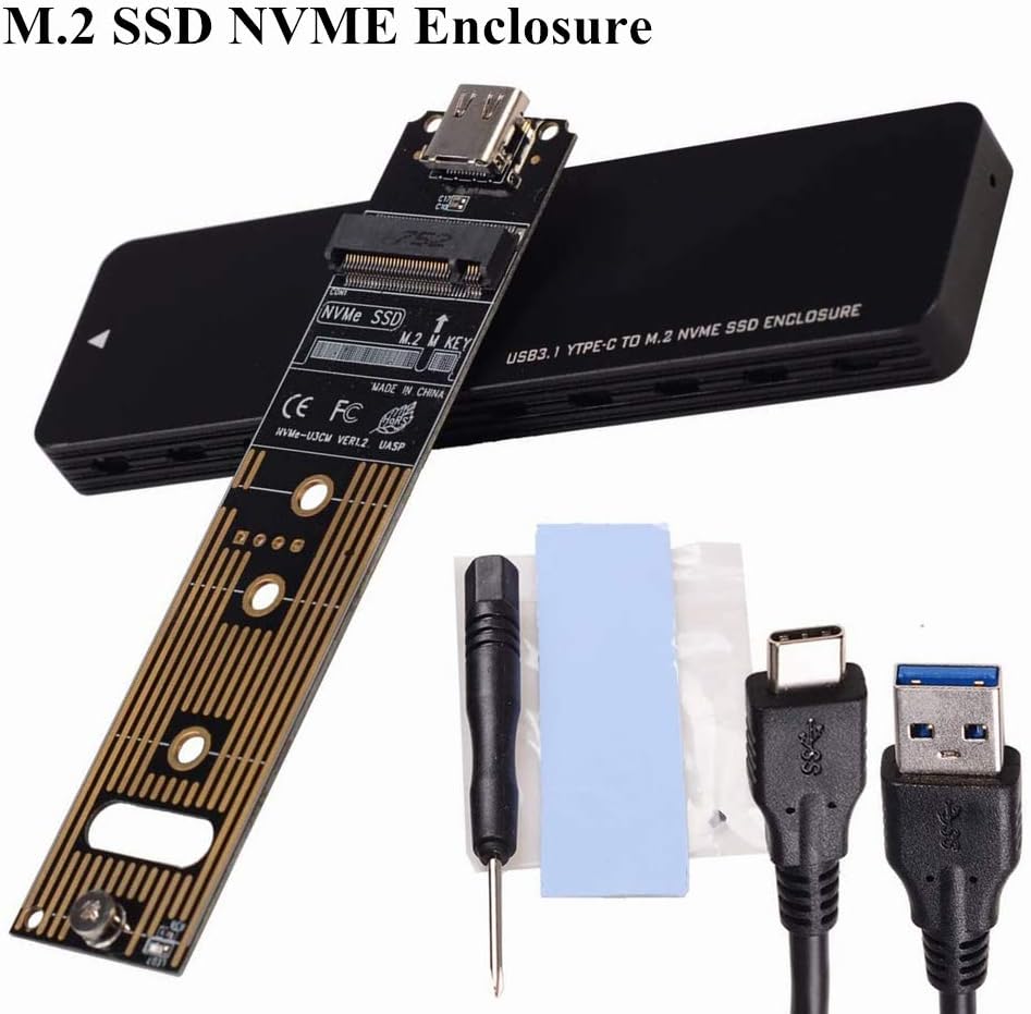 INTEFIRE M.2 NVME SSD Enclosure Adapter, USB 3.1 Gen 2 (10 Gbps) to NVME PCI-E M-Key Solid State Drive External Enclosure (Fits only NVMe PCIe 2242/2260/2280)