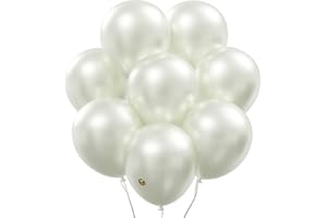 AFTERLOON® Natural Latex Balloons 24 pcs Pearlized White 10 Inch Pearl Color, Pearlescent Thickened Extra Strong Biodegradabl
