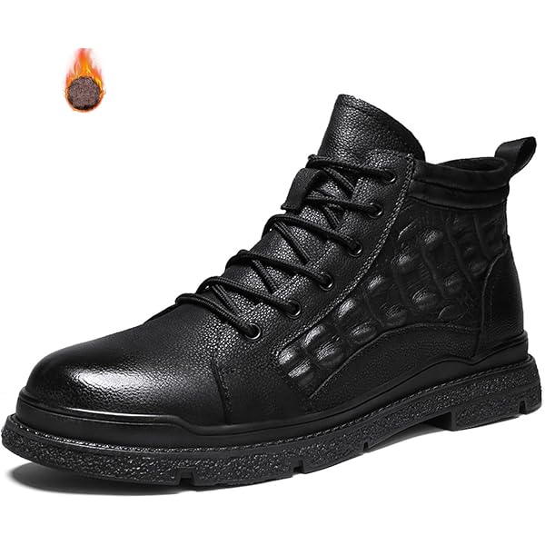 Amazon.com | Men's Italian High-Top Casual Leather Boots Lace-Up