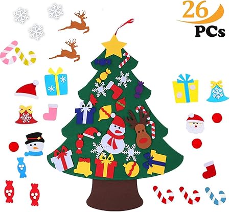 Albero Di Natale A Muro Amazon.Zoneyan Albero Natale Feltro Albero Di Natale Bambini Con 26 Pezzi Decorazioni Diy Staccabile Decorazione Da Parete Per Bambini Decorazione Di Natale Amazon It Casa E Cucina