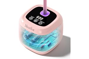 [2025 Upgraded] MelodySusie 2 in 1 Nail Tool Cleaning Machine, 3 Timers Mode for Nail Drill Bits, Nail Art Brush, Nail Clipper, Jewelry Cleaning, Salon & Home Use, Pink,DL-160