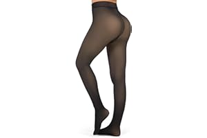 KBVOT Fleece Lined Tights Women Sheer Warm Pantyhose Leggings Fake Translucent Thermal Winter Thick Tights for Dresses