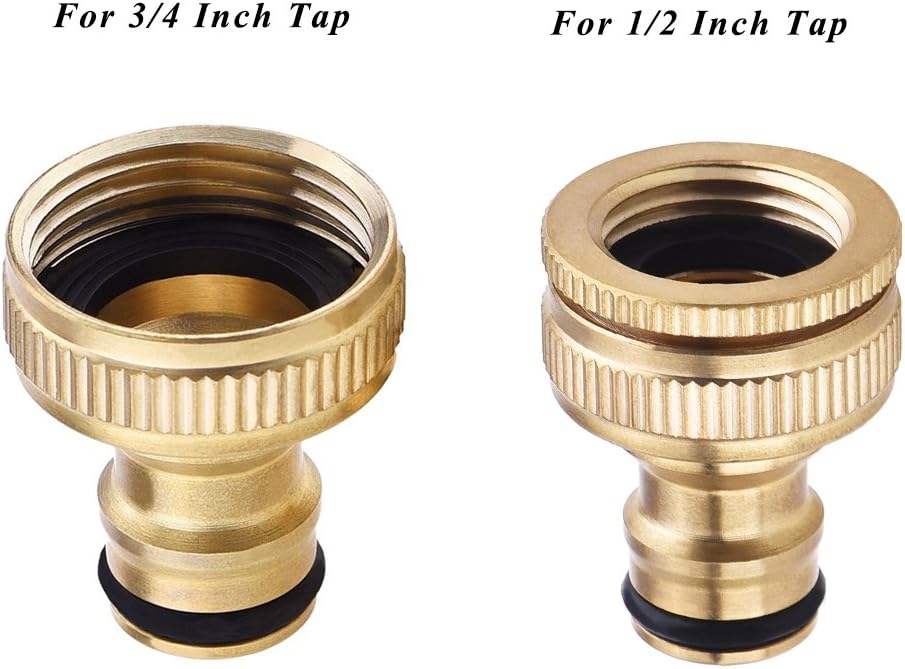 SAIYU Brass Garden Hose Tap Connector 2 Pack Water Hose Faucet Adapter