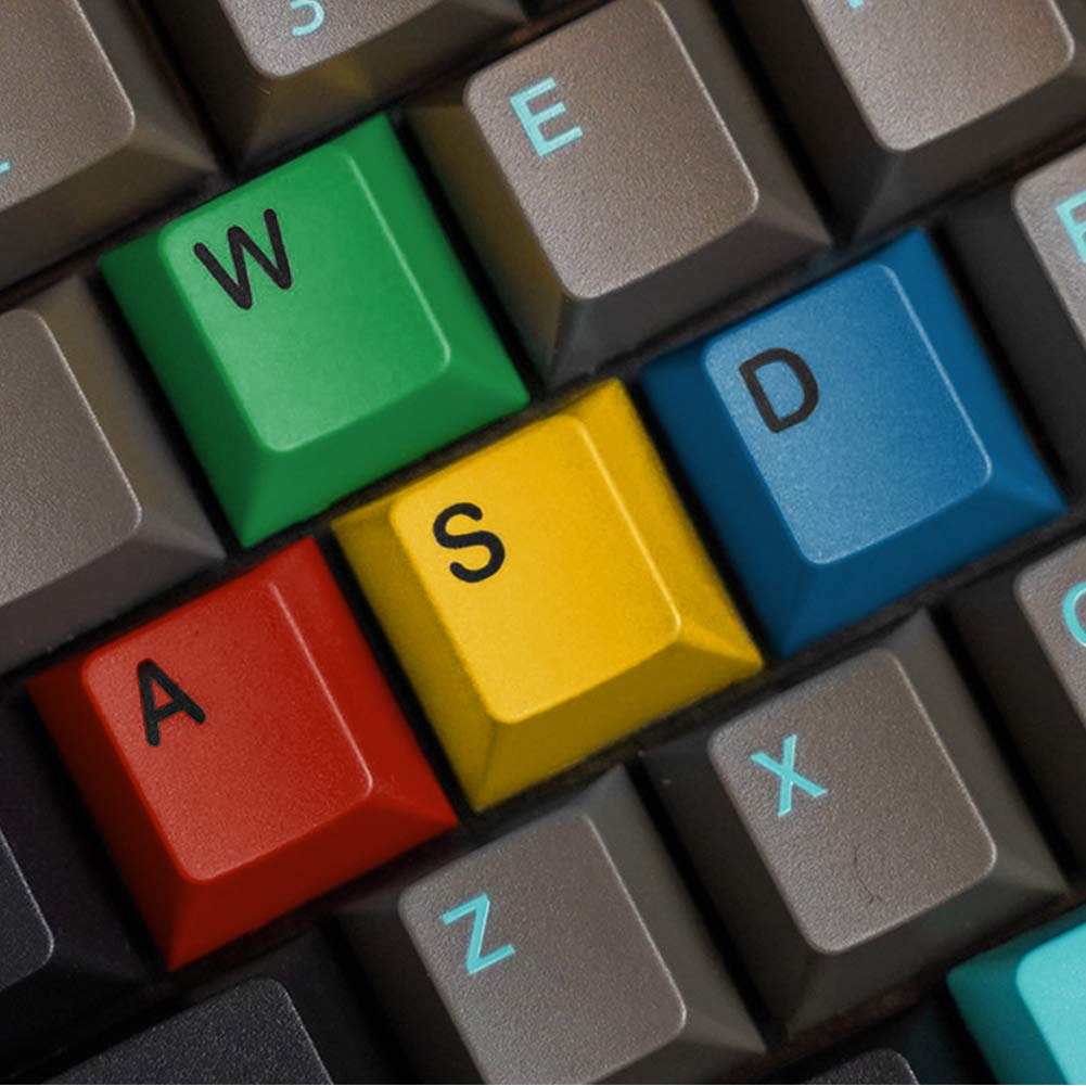 Kelendle 4Pcs Personalized Colorful PBT WASD Keycaps - Cherry Profile Gaming Replacement for Mechanical Keyboard MX Switch (RGBY WASD)