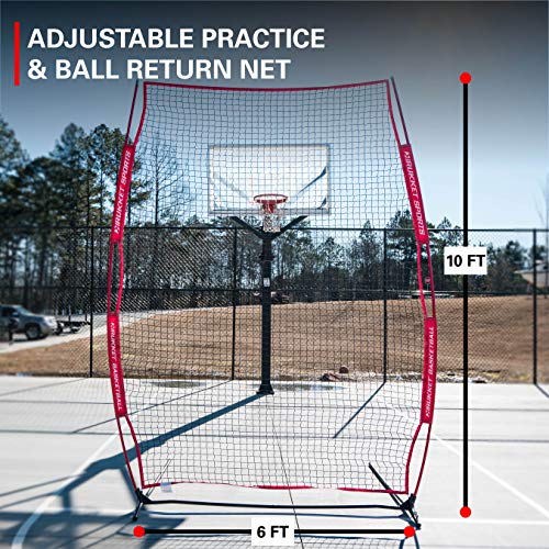 Rukket Basketball 6x10 Adjustable Return Net Guard and Backstop, Hoop Rebound Back Netting