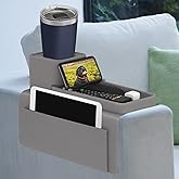 Silicone Couch Cup Holder, VIENFUT Anti-Spill and Anti-Slip Sofa Armrest Tray, Dirt-Resistant Silicone Couch Arm Tray for Remote, Snacks, Cellphone and iPad, Gift for Family, Friend (Gray)