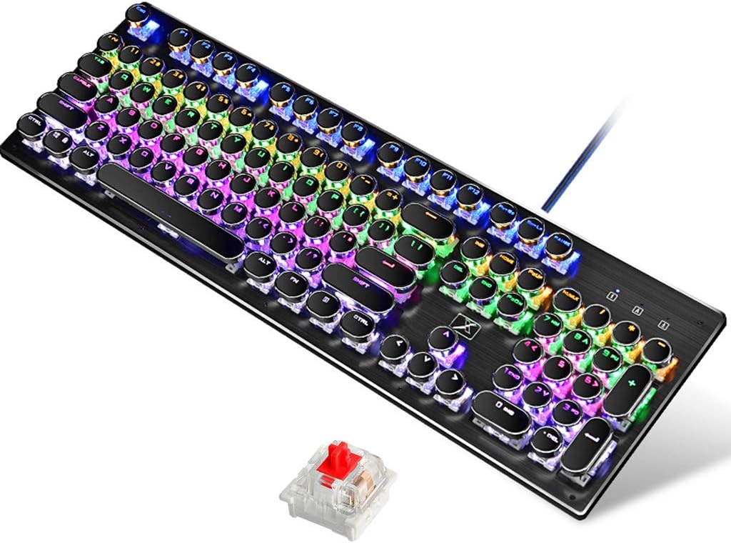 Real Mechanical Keyboard,Red Switch RGB Backlight Retro Amazon.co.uk