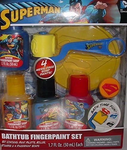 Superman Bathtub Fingerpaint Set - 4 Mess Free Soap Paints - Bath Time Fun