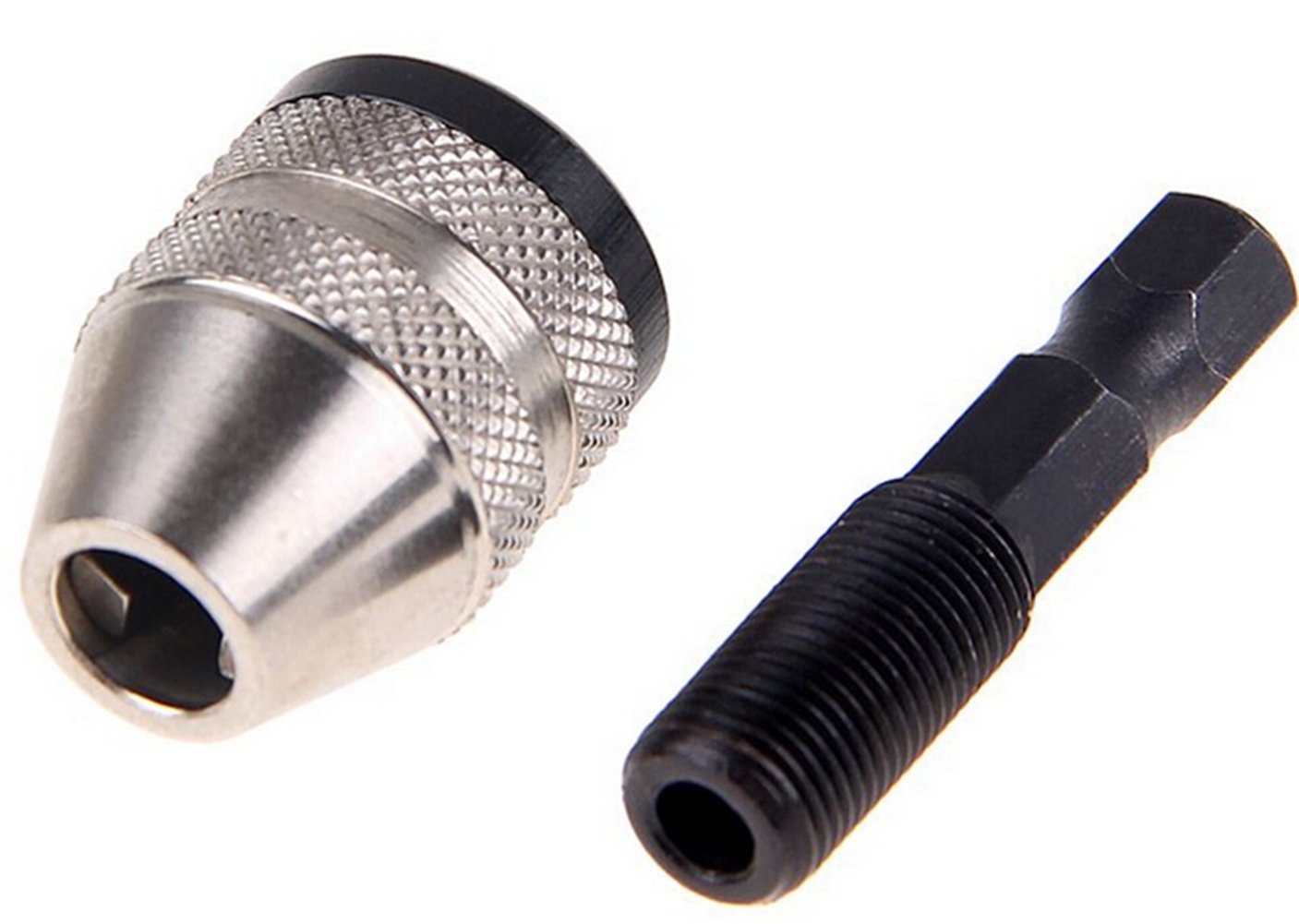MALAYAS 1/4" Keyless Chuck 0.3-6.5mm 3 Jaw Keyless Drill Chuck Adapter Conversion Tool Hex Shank-Holds Micro