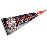 Edmonton Oilers 5 Time Cup Champions Pennant Banner Flag