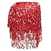 Glamaker Women's Summer Beach Wrap Sequins Tassel Mini Skirts Belly Dance Hip Scarf Belt
