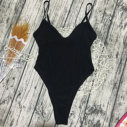One-Piece Sexy Bikinis Women Solid Bandage Tankini Set Brazilian Swimwear Tankini Swimwear Set Black - Thumbnail 4