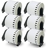 BETCKEY - Compatible Continuous Labels Replacement for Brother DK-2205 (2.4 in x 100 ft), Use with Brother QL Label Printers [6 Rolls]