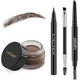 LAVONE Eyebrow Makeup Kit,Waterproof Brow Pencil,Pomade,Eyeliner-Dark Brown | 4-in-1 brow kit, long-lasting,smudge-proof, waterproof eyebrow pen, pomade, eye liner, brow brush, creates natural full brows