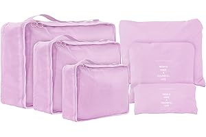 jealkip Travel Packing Cubes Lightweight,6 Set Luggage Organizers for Suitcase,Travel Accessories Bags for Clothes Shoes Electronics Cosmetics Toiletries Light Pink