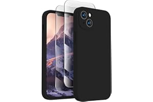 FireNova Designed for iPhone 14 Case, Silicone Upgraded [Camera Protection] Phone Case with [2 Screen Protectors], Soft Anti-Scratch Microfiber Lining Inside, 6.1 inch, Black