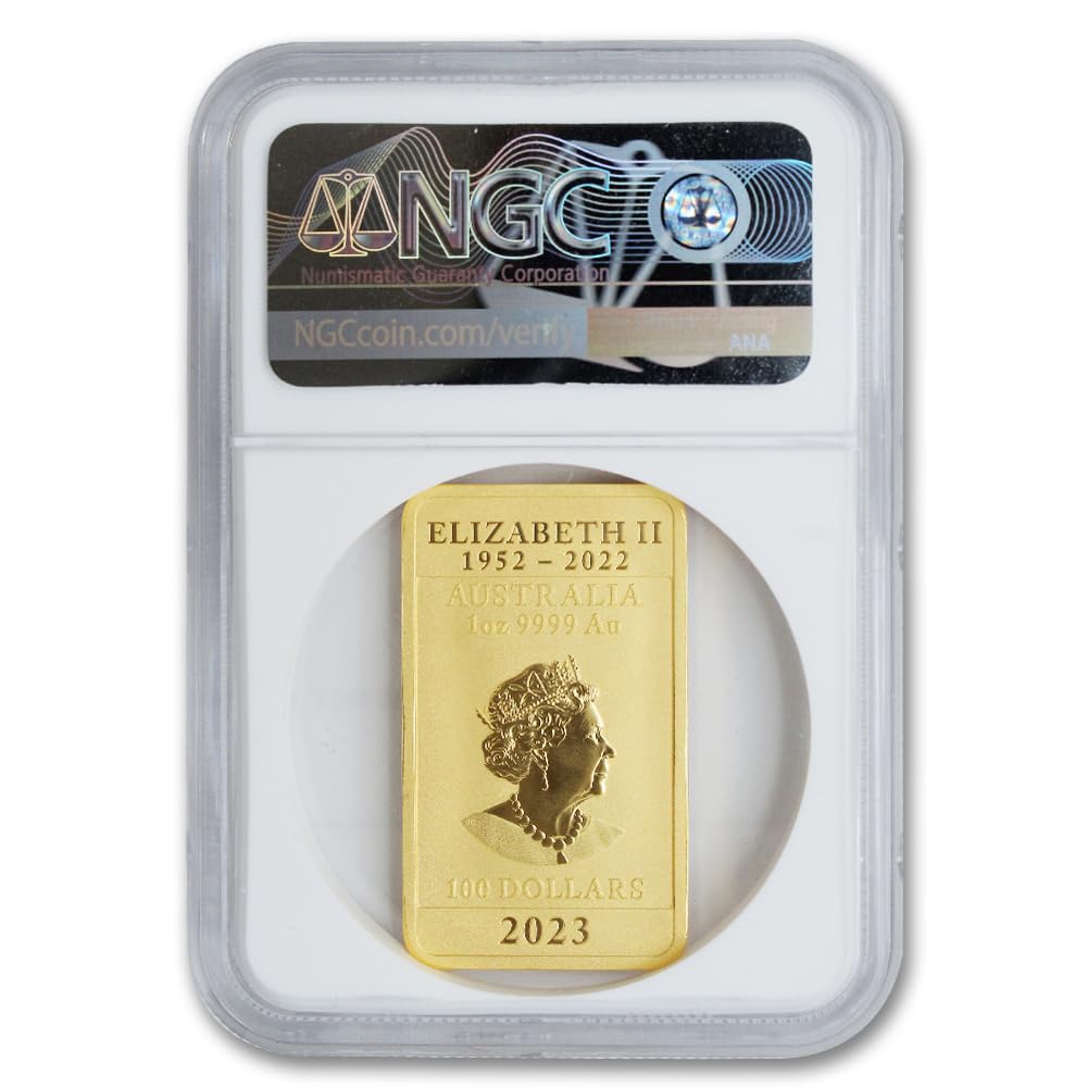 2023 AU 1 oz Australian Gold Dragon Bar MS-70 First Day of Issue Lunar Label $100 MS70 NGC