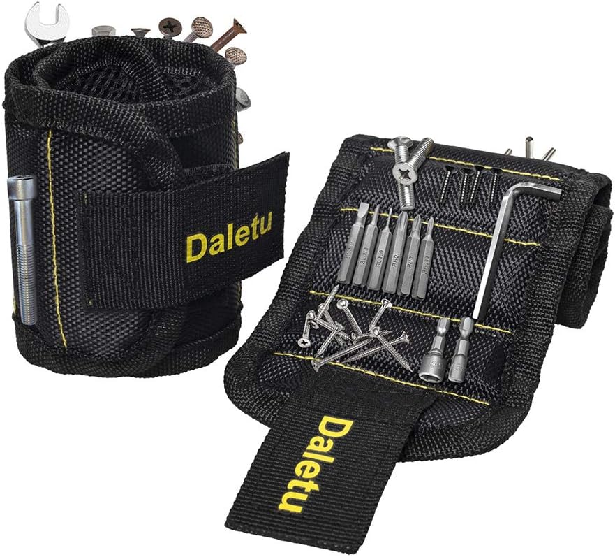 Magnetic Wristband for Holding Screws, Daletu 2 Pack Magnetic Tool Belt with Super Strong 15 Magnets for Nails, Drill Bits Best Unique Gift for Men, Father, Dad, Husband, Boyfriend, DIY Handyman