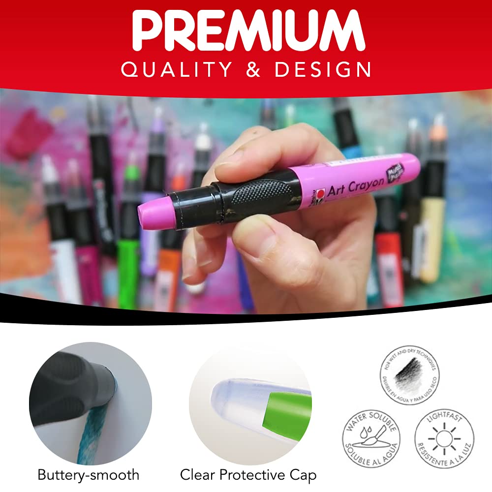 Marabu Watercolor Crayons Set - 26 Buttery Smooth Art Crayons - Ignite Your Imagination with Vivid, Water Soluble Crayons for Mixed Media Journals & Watercolor Paper