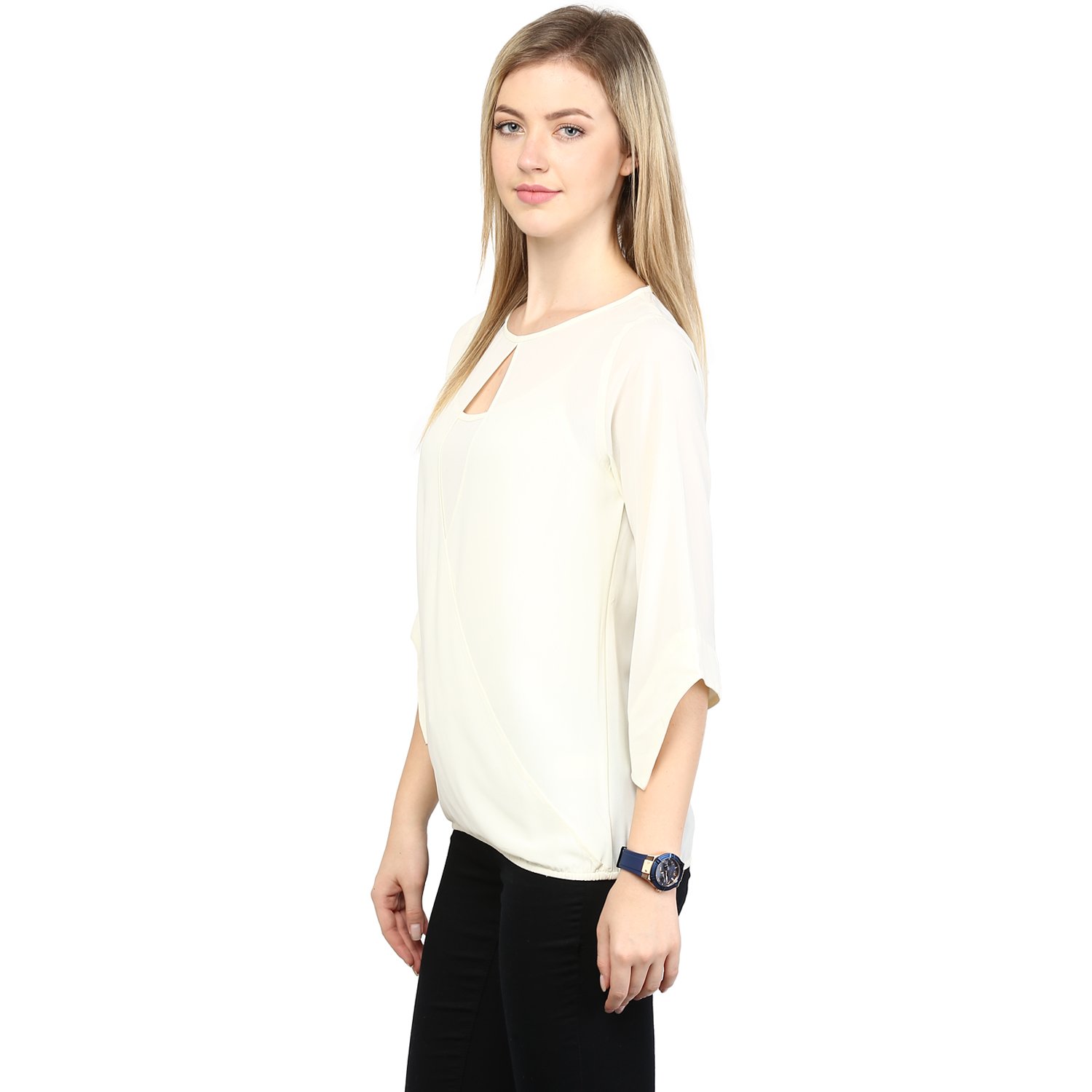 rare women white georgette top (ep1036)