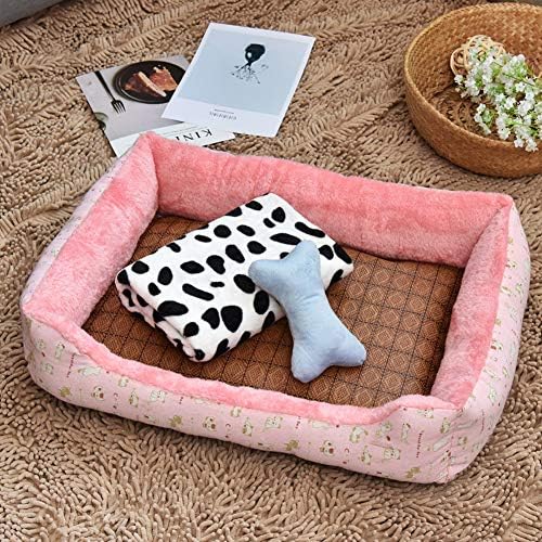 Dual use Modern Ultra Soft Warm Pet Dog Cat Sleeping Mat With Summer Cooling Pad New Fit For Pets Dogs Cats XXS-XXL 7sizes-Pink-XXS