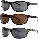 Hyyiyun 3 Pack Bifocal Reading Sunglasses for Men and Women Sports Outdoor Sun Reader (1 Camo/ 1 Black/1 Tortoise, 2.0, x)
