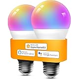 Smart Light Bulbs Apple HomeKit - Color Changing Smart Bulbs Compatible with Siri, Alexa and Google Home, A19 LED Bulb, E26 F