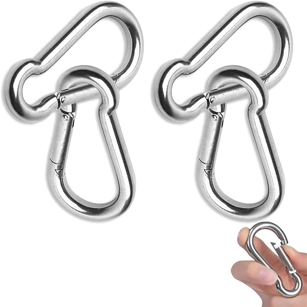 JeiibrZui 4 Pcs Heavy Duty Steel Carabiner Clip Swivel Spring Hook Keychain