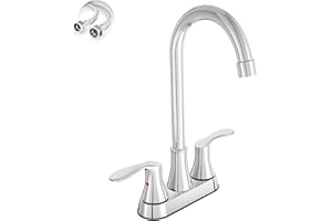 Phiestina Commercial Bar Sink Faucet 4 Inch Center Deck Mount, Utility Laundry Faucet for Sink, 2 Hole Chrome Polished with Dual Lever Handles, BARTY36-11H-C