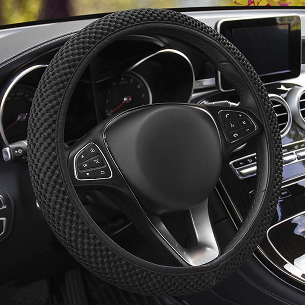 Amazon Jintnハンドルカバー 車ハンドルカバー ステアリングカバー エアーメッシュ生地 汚れ 滑り防止 握りやすい 安全性 通気性 高弾力 耐久性 エコ 無味無毒 かっこいい 快適 高級感 四季汎用 カー用品 アクセサリー 軽自動車 直径37 38cm プレゼント