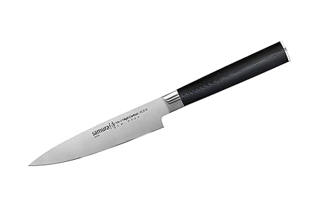 Samura MO-V Profi Allzweckmesser Ultra-scharf, groß, aus japanisch AUS 8 Edelstahl, 12,7 cm Klinge, mit G10 Handgriff aus Car